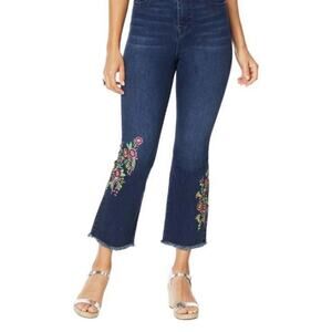 DG2 Diane Gilman Neon Embroidered Flare Crop Frayed Hem Stretch size 20 WT